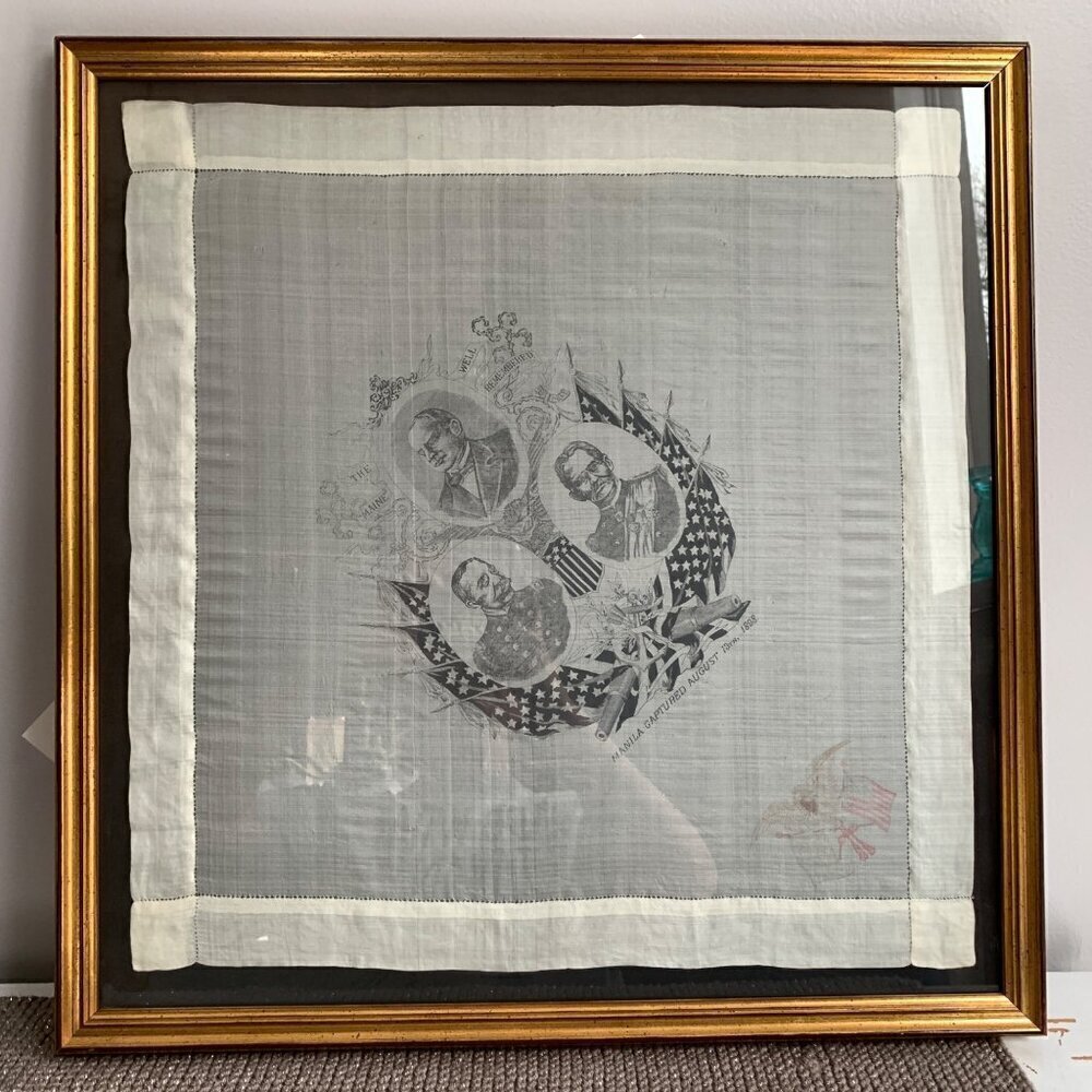 1898 Manila Captured August 13th Silk Scarf Professionally Framed - Picture 2 of 12